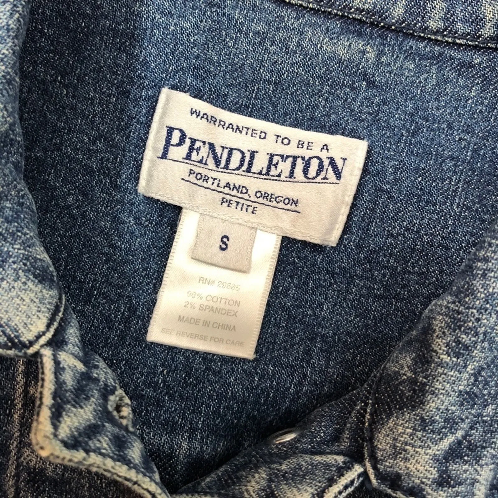 PENDLETON Denim Jacket Womens Size Small Jean Grunge Elevated Indie Downtown - Image 7