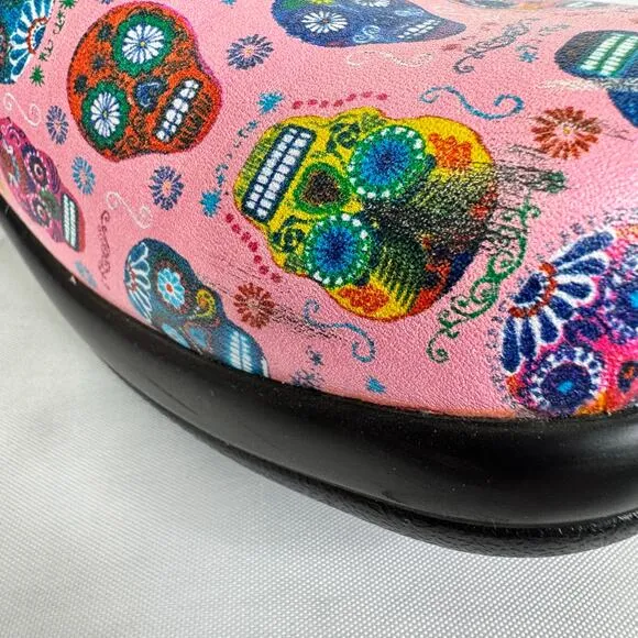 Alegria‎ Keli Sugar Skulls Pink Nursing Clogs Día de los Muertos Shoes Size 38 - Image 7