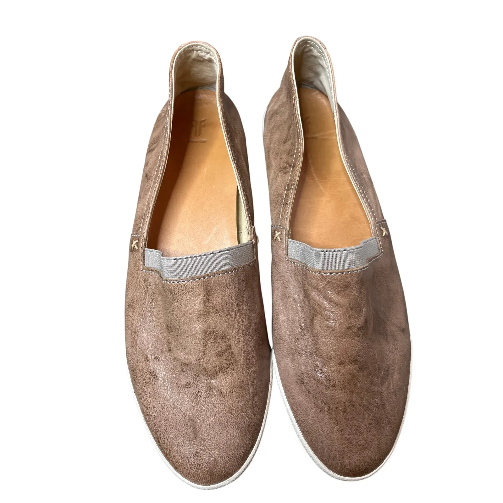 Frye Melanie Slip On‎ Sneakers Size 10 Burnished Gray Brown Leather Upper Flats - Image 3