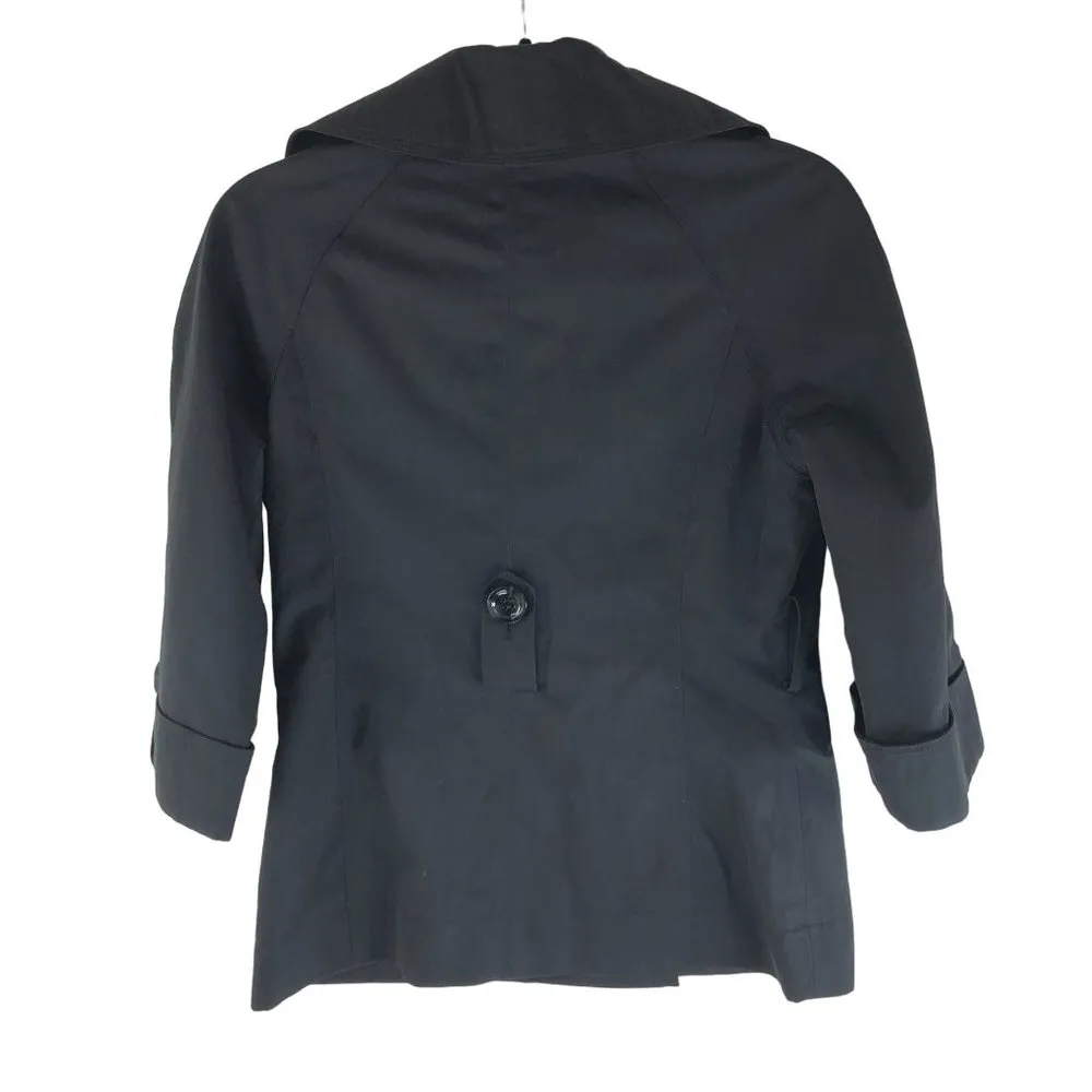 White House Black Market Womens Jacket Double Breasted 3/4 Sleeve Black XXS - Image 3