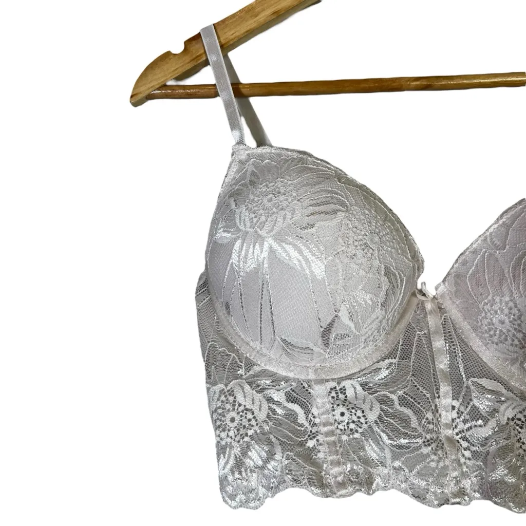 Marilyn Monroe Bra Womens 36C White Longline Sexy Lace Underwire Romantic Bridal - Image 2
