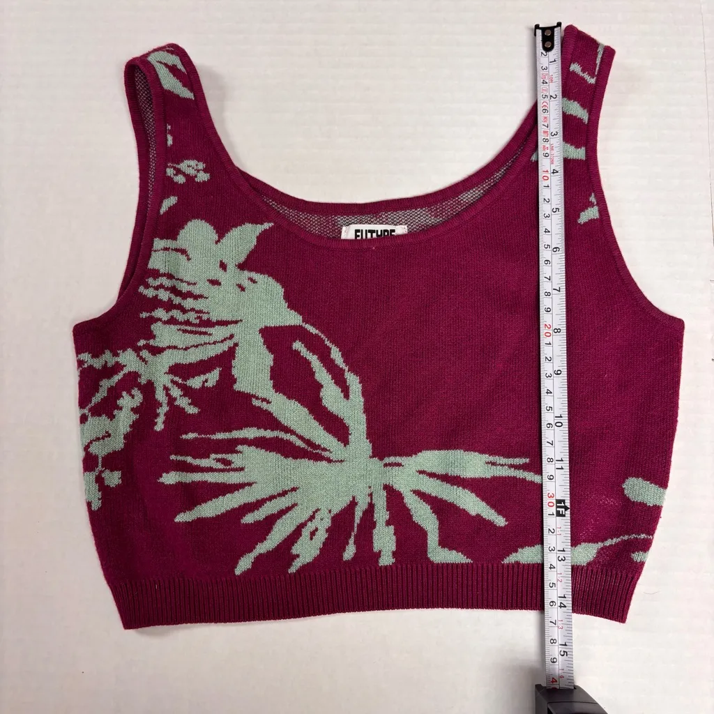 Gabriella Karefa Johnson Future Collective Maroon Blue Floral Knit Crop Top XS - Image 5