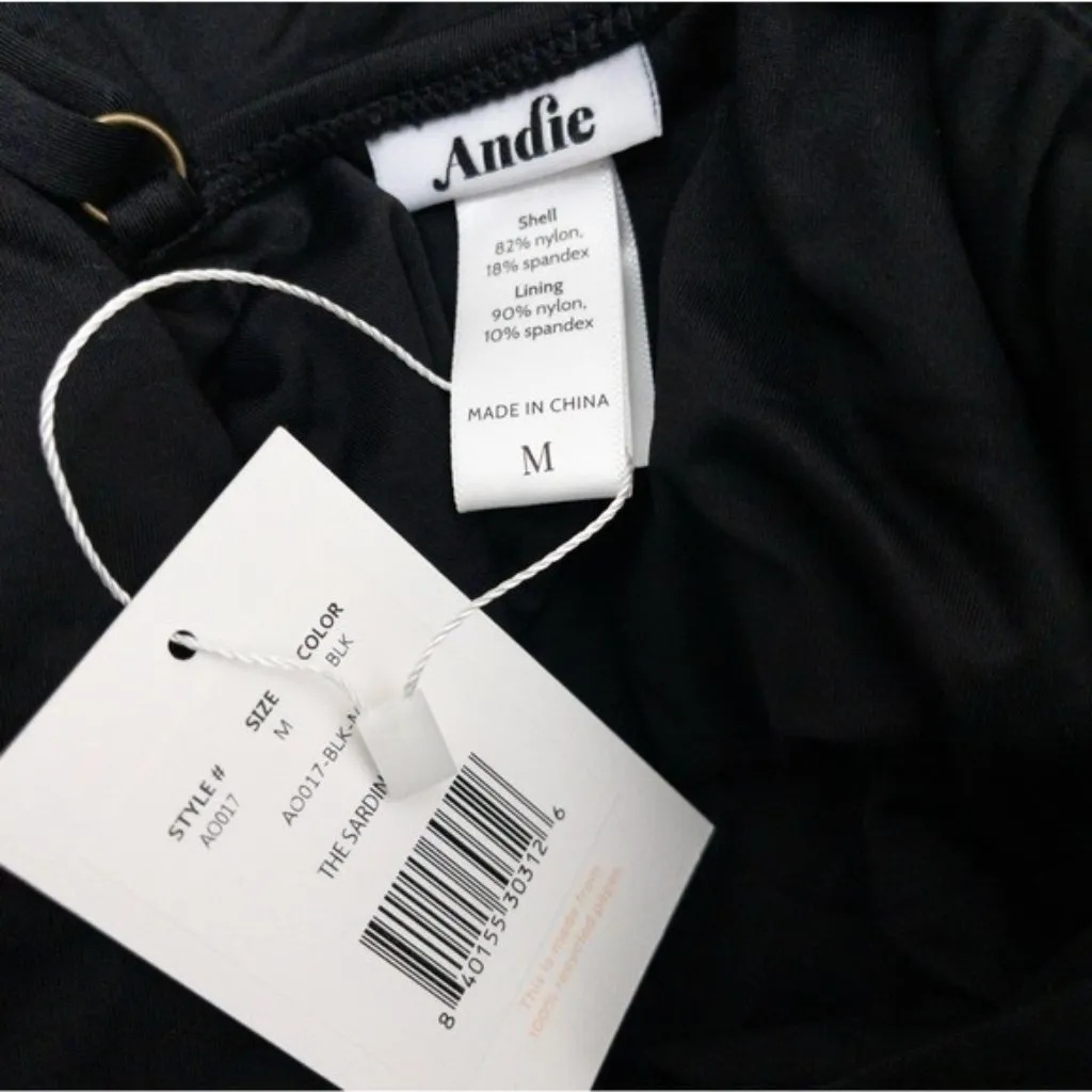 NWT Andie The Sardinia One Piece Swimsuit M Black Vneck Flat - Image 6