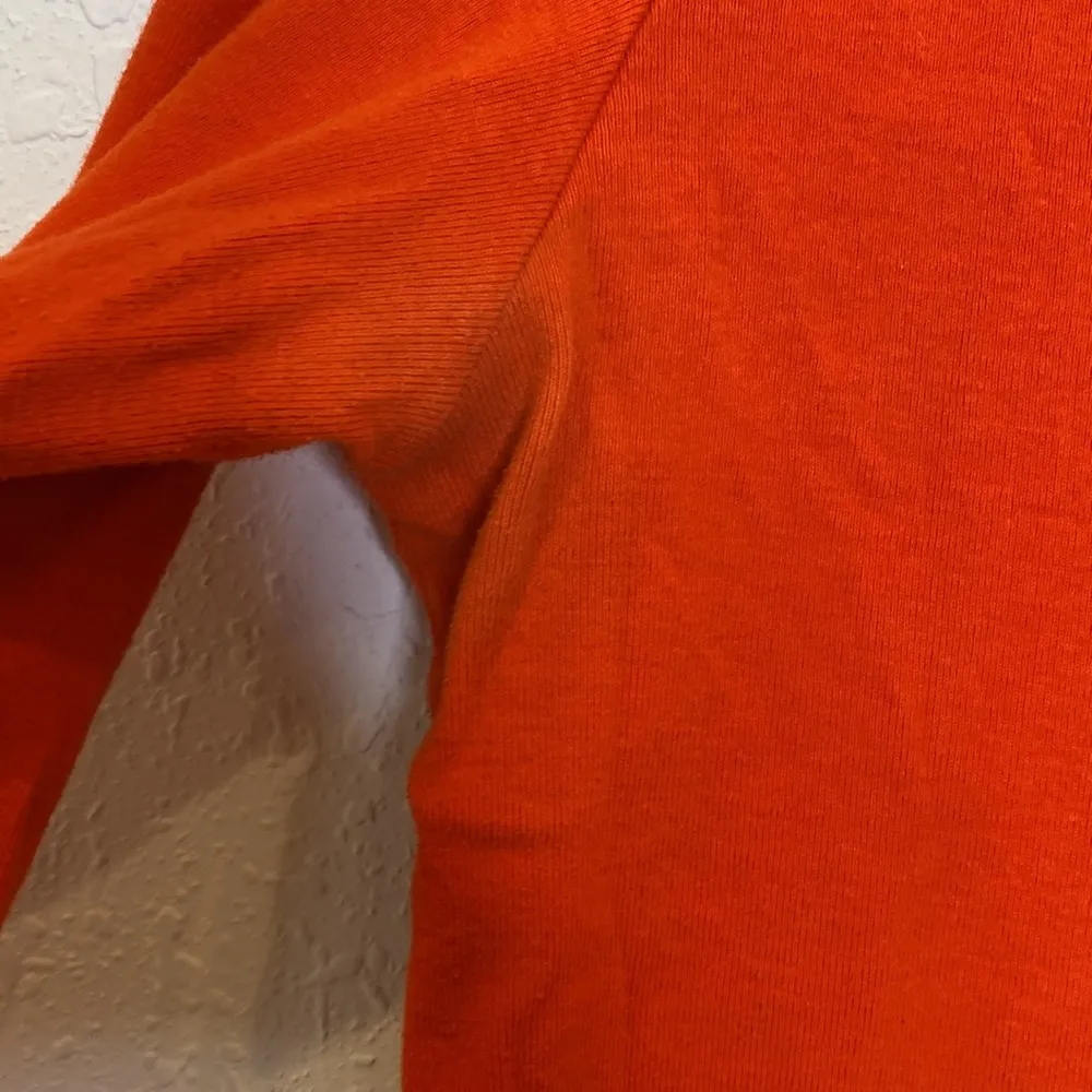 Lux Vintage Y2K Long Sleeve Cropped Top w/ Velcro Shoulders Sz S Orange - Image 4