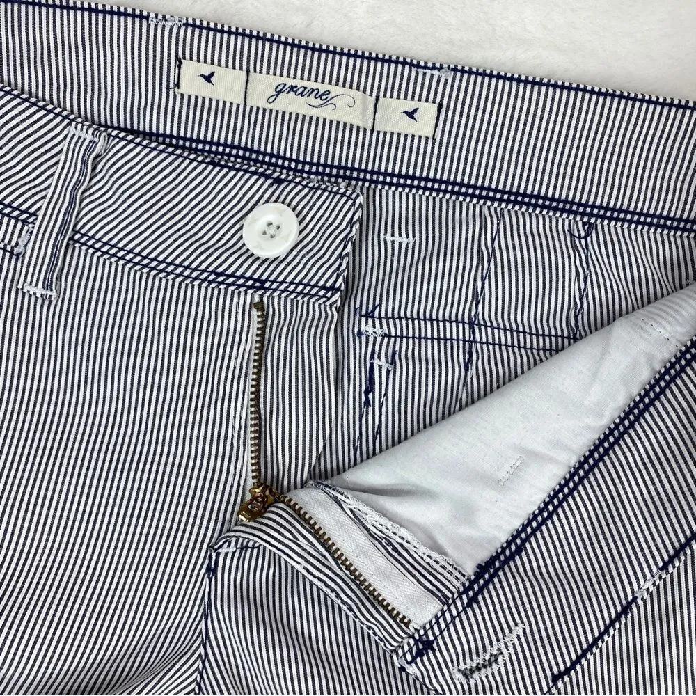 Grane Y2K Seersucker Stripe Low Rise Wide Leg‎ Trouser Pants Blue White Juniors Size undefined - Image 8