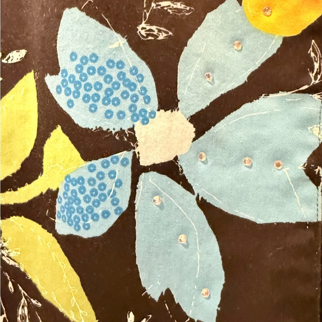 Multiples Long Sleeve Floral Open Front Blazer Black‎ Green Blue Size Medium - Image 2