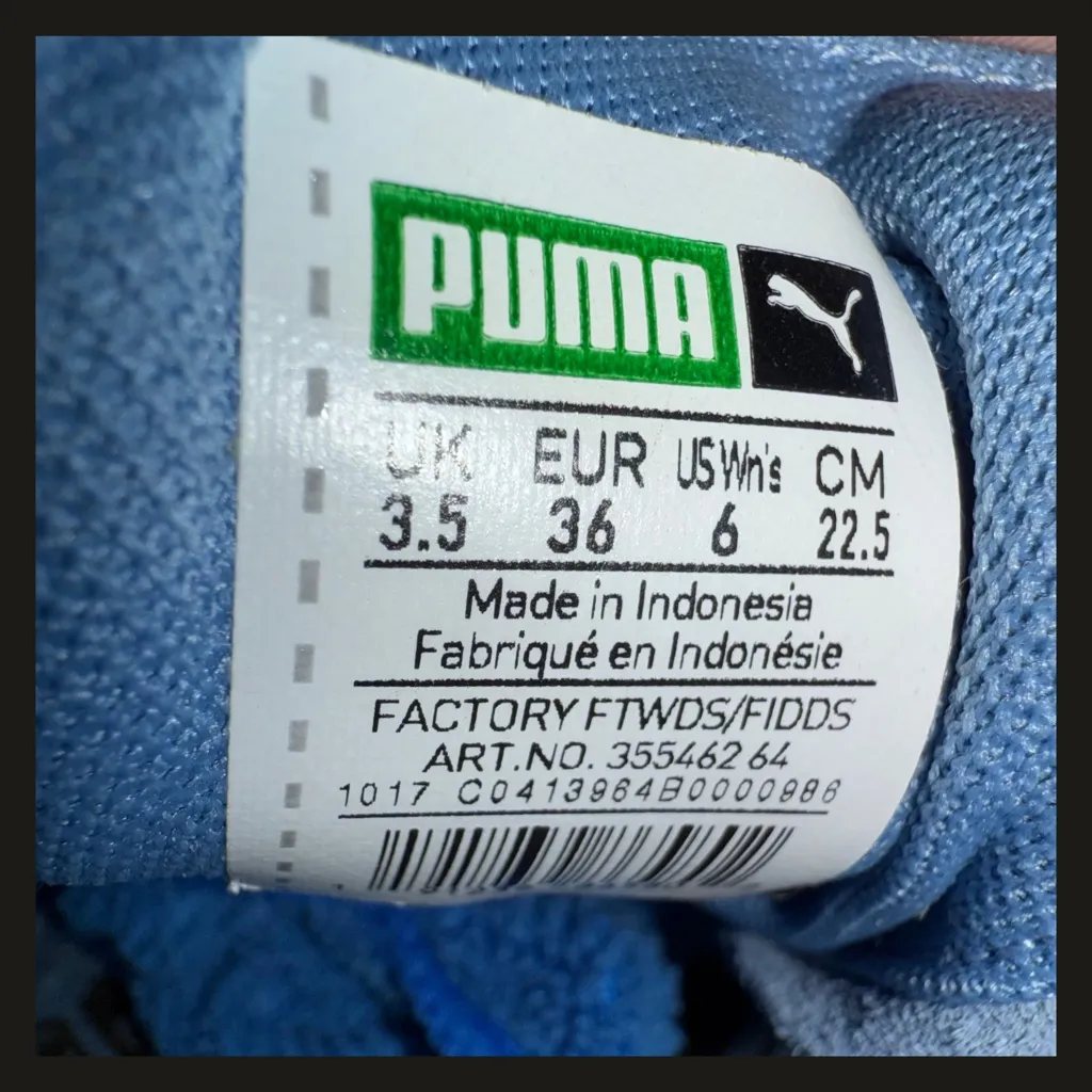 PUMA Suede Classic Blue Cream Low Top Sneakers Womens Size 6 | Art 355462-64 EUC - Image 14