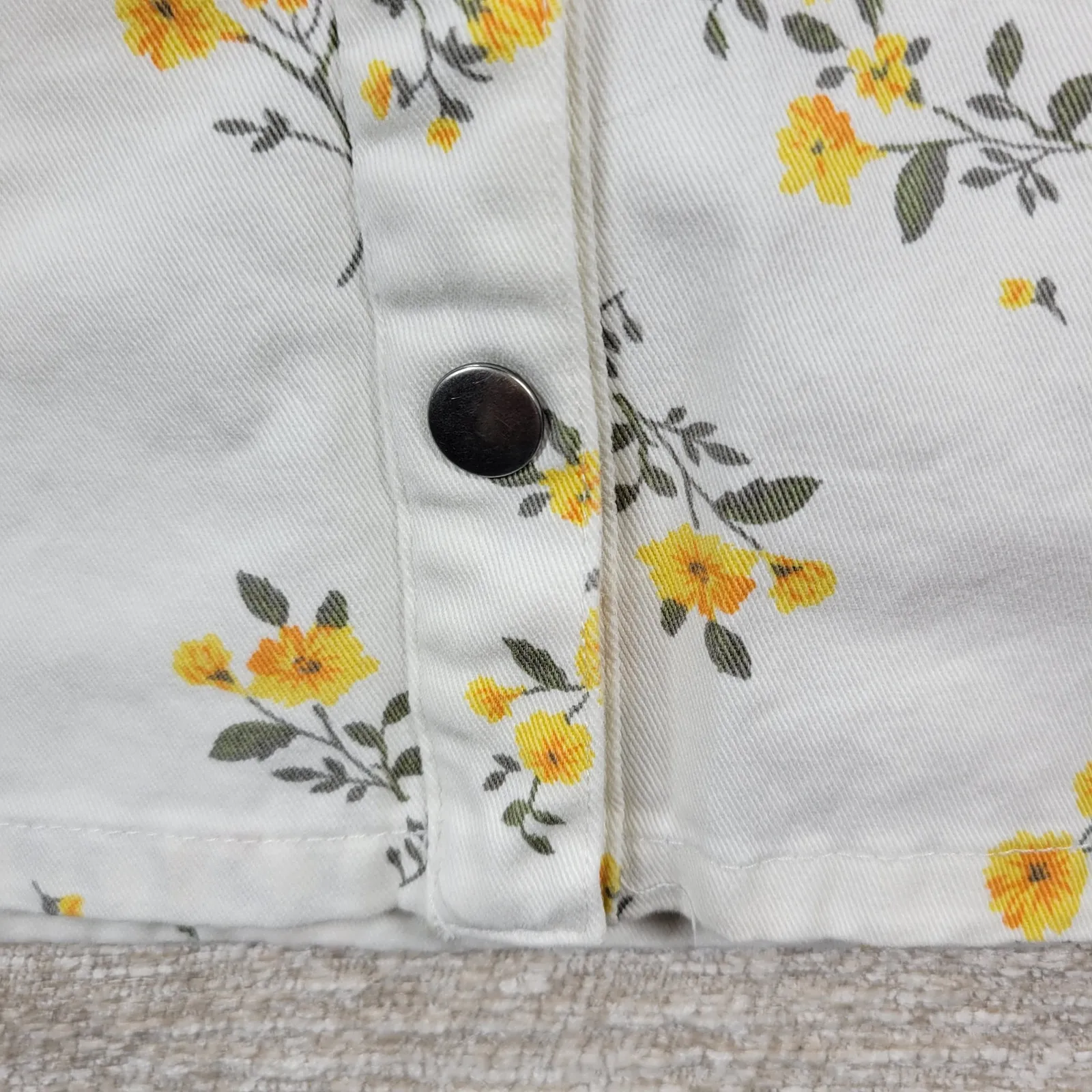 Forever 21 Denim Floral Babydoll Dress Small White Button‎ Down Y2k Cottagecore - Image 10