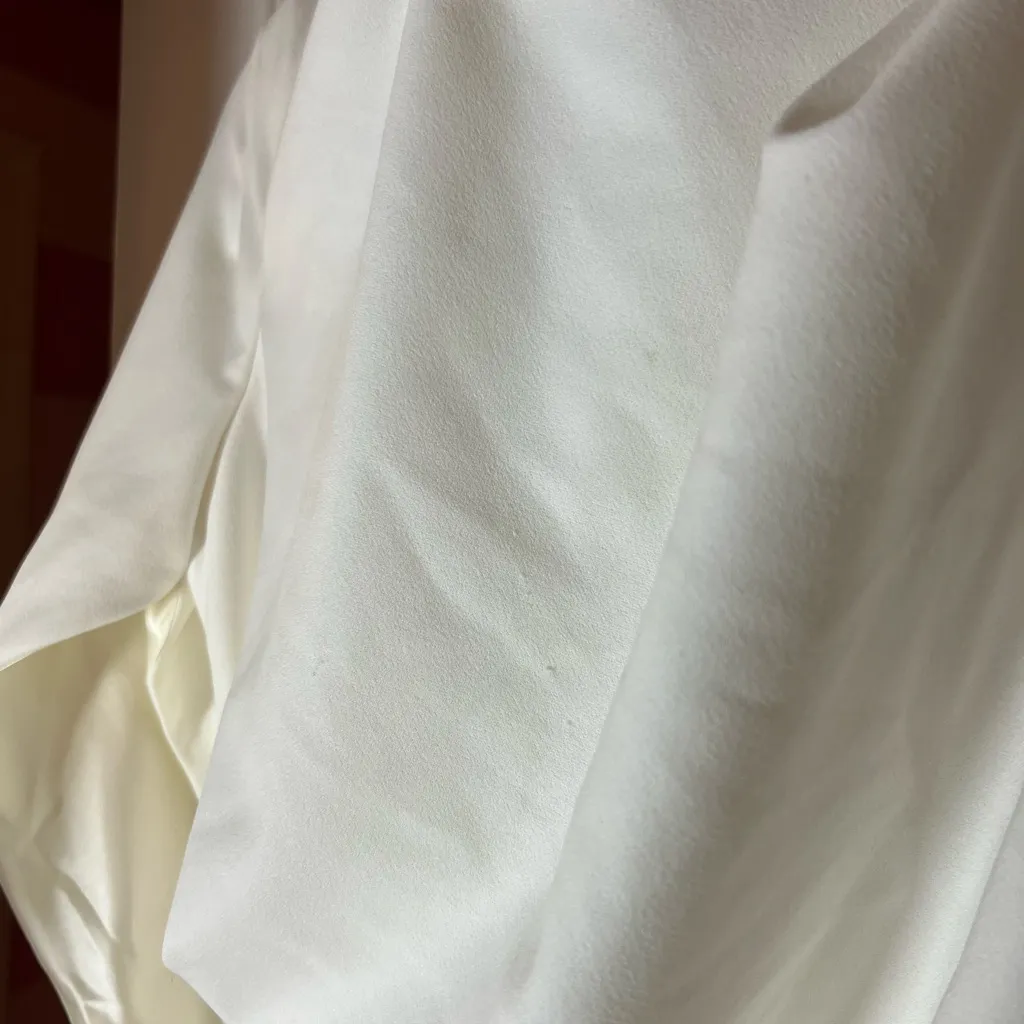 Betsy & Adam NEW Jordan Short Scuba Crepe Draped Back Cape Dress White Size 8 - Image 5