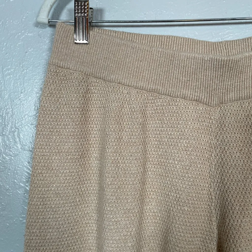 Roots Women M Beige Tan Sweater Knit Pants Wide Leg Loungewear Cotton Casual - Image 4