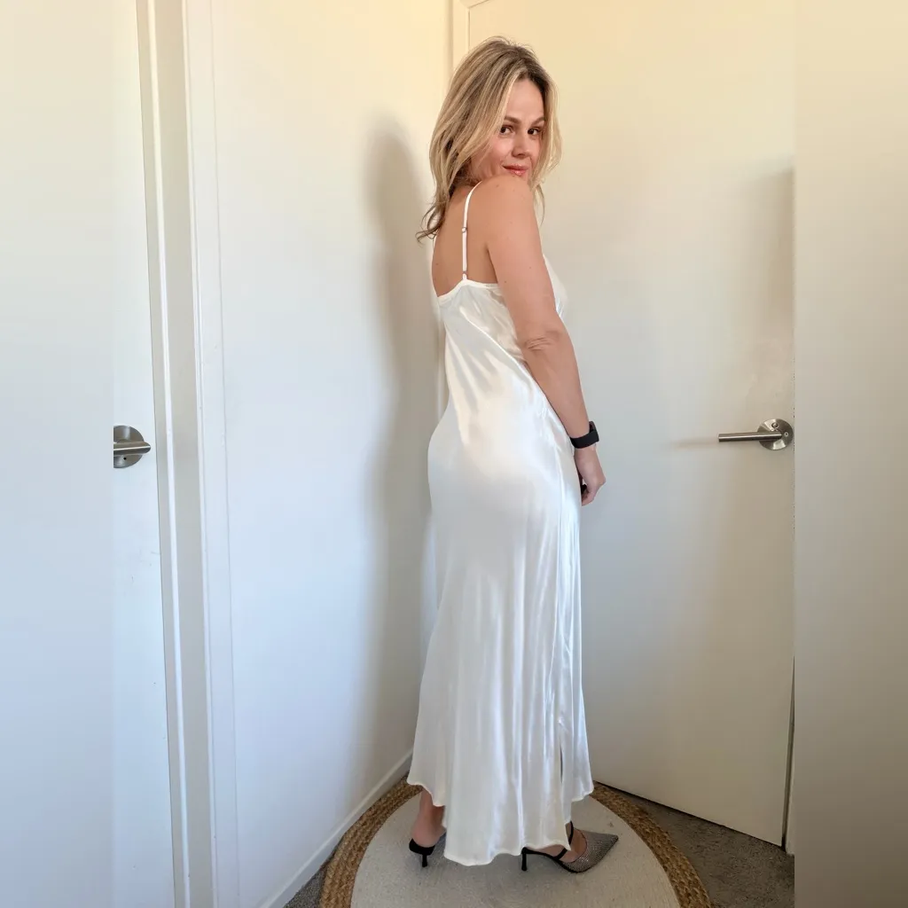 Enza Costa Bias Cut Slip Dress in Cloud White - Image 8