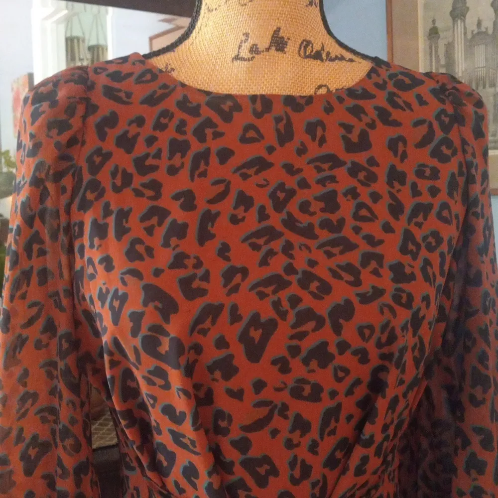 Anthropologie Hutch Greta Tie Front Leopard Print Mini Dress in Copper - Image 5