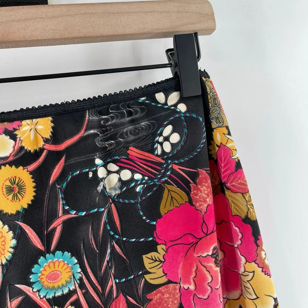 VINTAGE TRIXXI Skirt Size Medium Pull On Fairy Whimsy Goth Floral Babydoll Y2K Black - Image 11