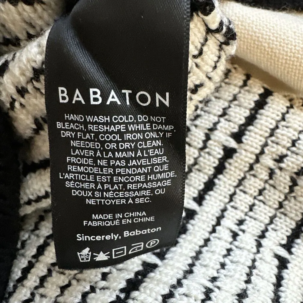 Babaton Lacer Cardigan Sweater Size 2XS Ivory Black Tweed Plaid Merino Wool Knit - Image 9