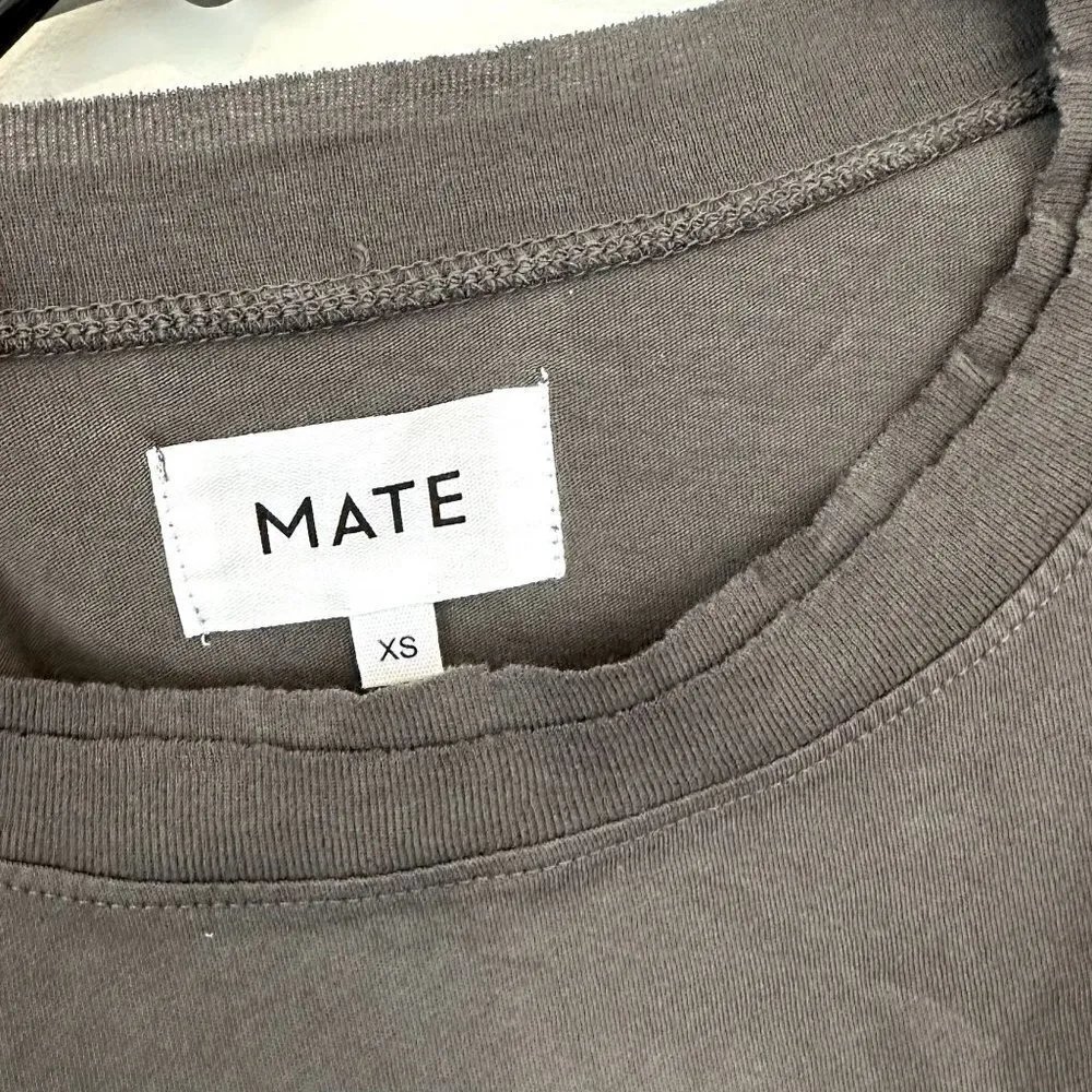 NWT MATE the Label Charcoal Organic Cotton Raw Neck Boxy Tee - Size XS - Image 3