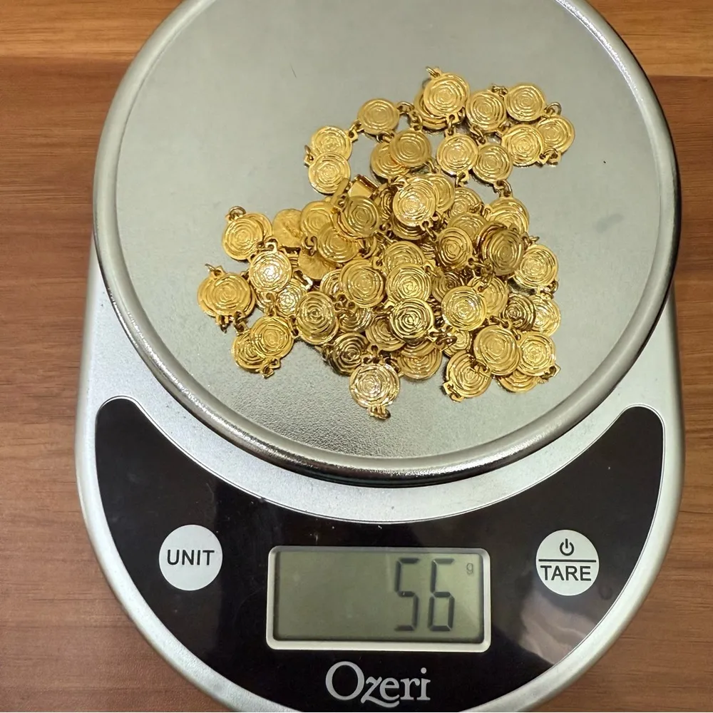 Vintage LCI LIZ CLAIBORNE Gold-tone Flat Roses Double Link 32” Long Necklace 56g - Image 9