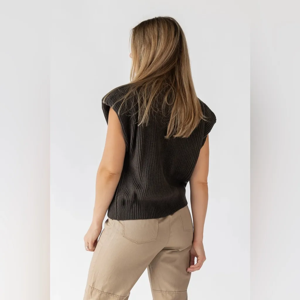 NWT Sofie the label Celine Olive Ribbed Knit Sweater Vest size medium brown - Image 2