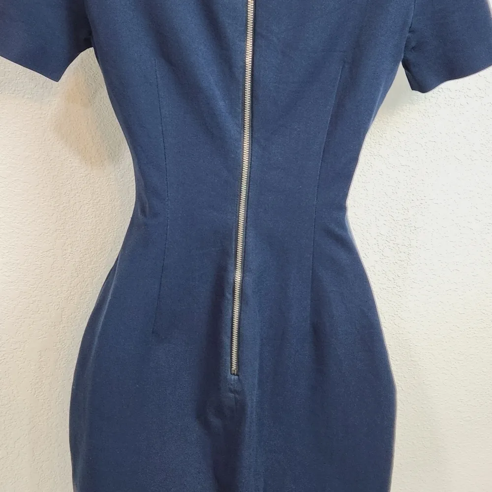 Banana Republic Roland Mouret Navy Blue Sheath Short Sleeved Dress Size: 0 - Image 7