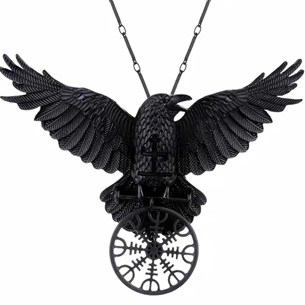 1pc Gothic Black Raven Pendant Necklace Faux‎ Fashion Jewelry - Image 5