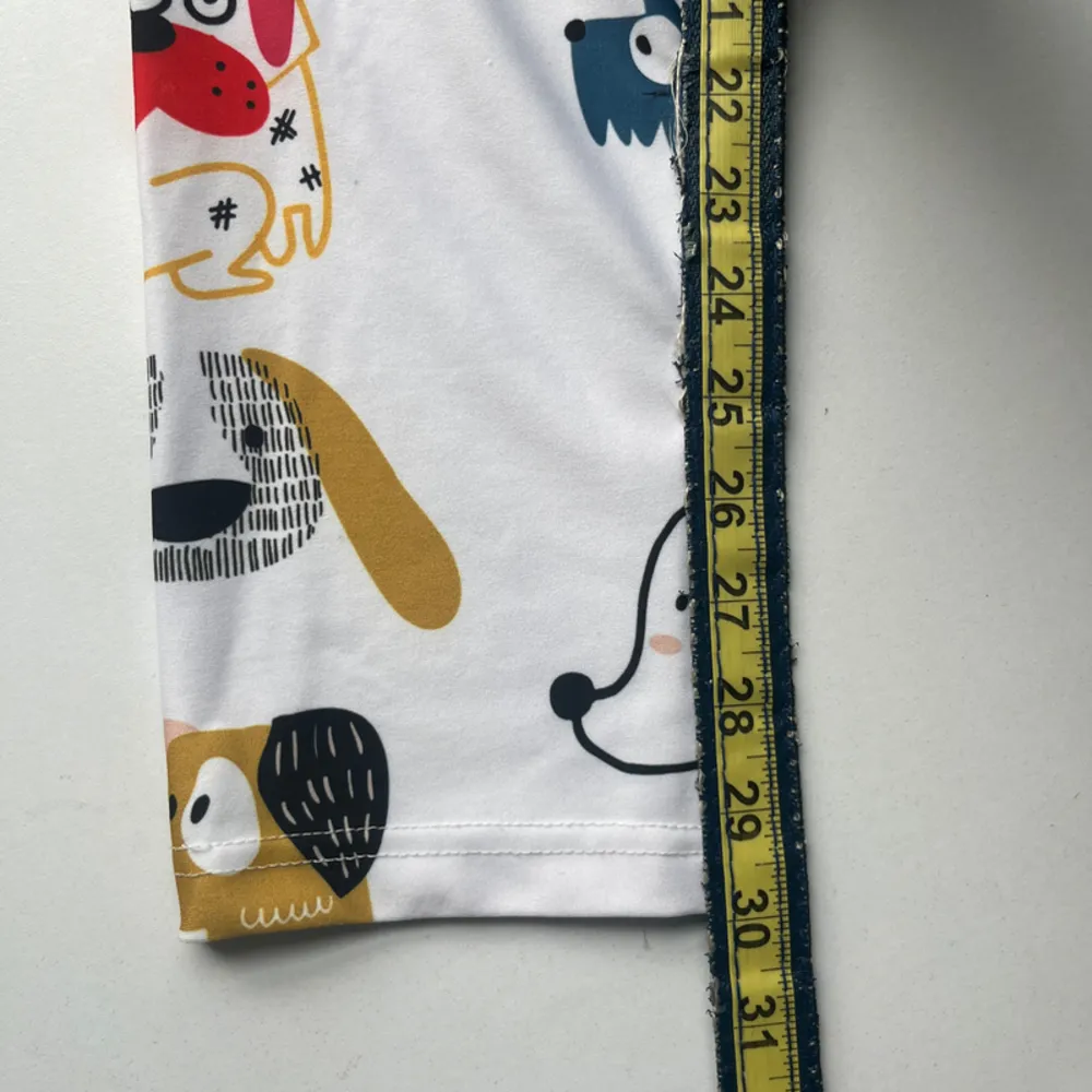 Women’s Cartoon Dog Graphic Print Leggings White Multi Size M - Image 6