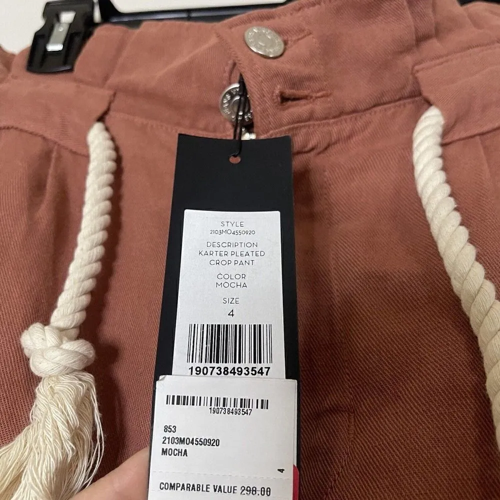 NEW! Veronica Beard Karter Paperbag Linen Blend Casual Crop Pants US 4 - Image 4