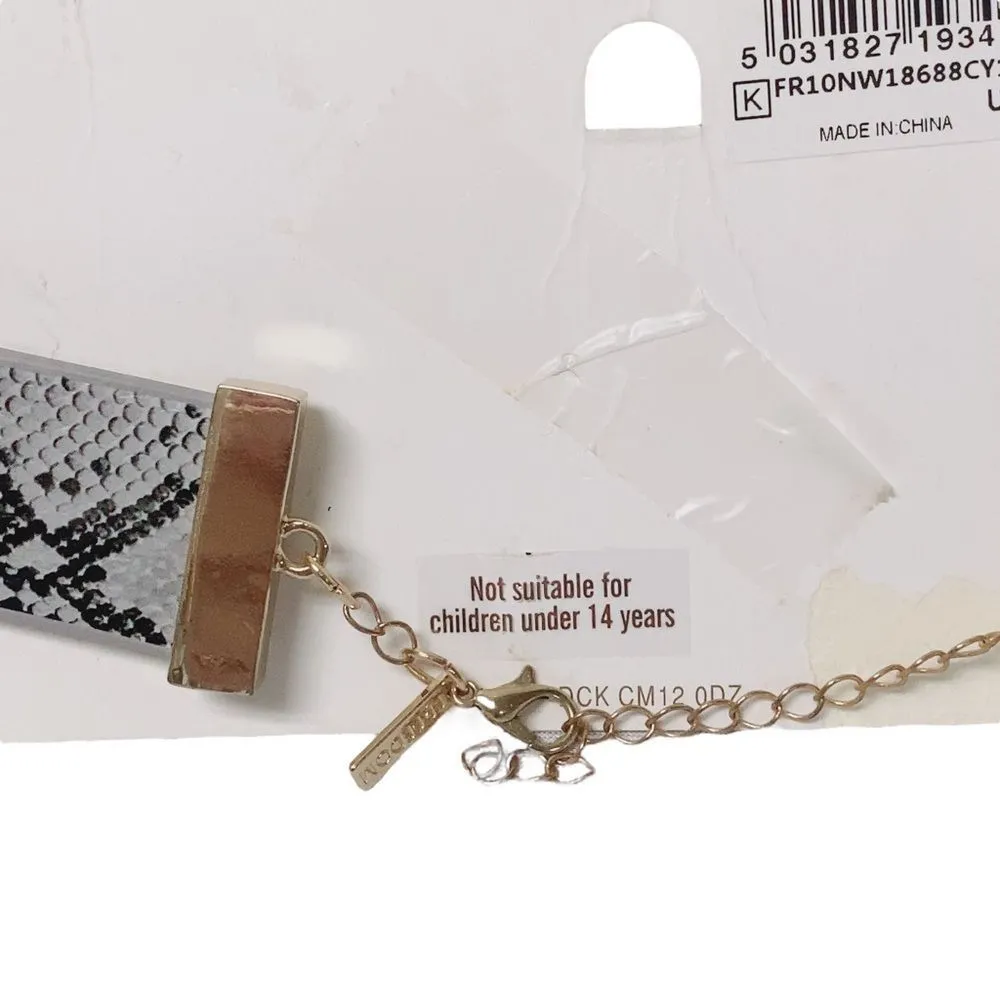 Topshop Freedom Rhinestone Snakeskin Faux Leather statement Chocker necklace - Image 3