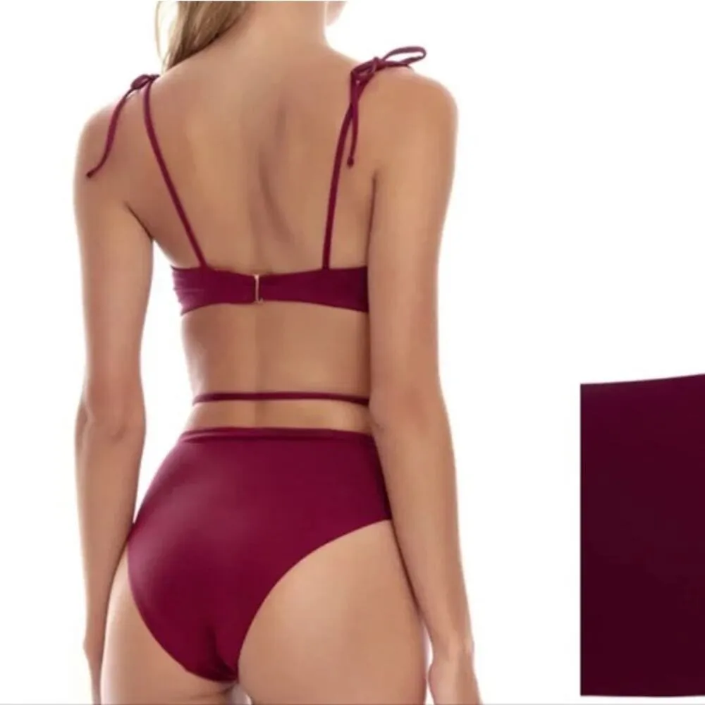 Agua Bendita Safire Red Strappy Bikini Swimsuit Bottoms Size XL - Image 2