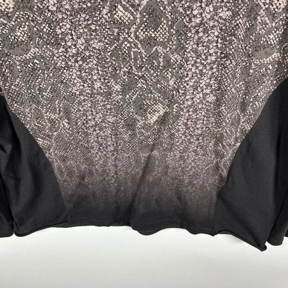 All Saints Kaa Wave Snakeskin Top‎ LS Open Elbow Tee Size Small Designer Gray - Image 4