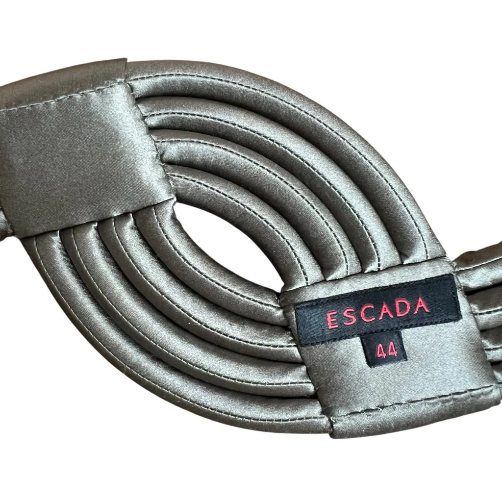 ESCADA Women’s Wide Statement Belt Layered Knotted Silk Calf Leather Sz 44 US 12 - Image 5
