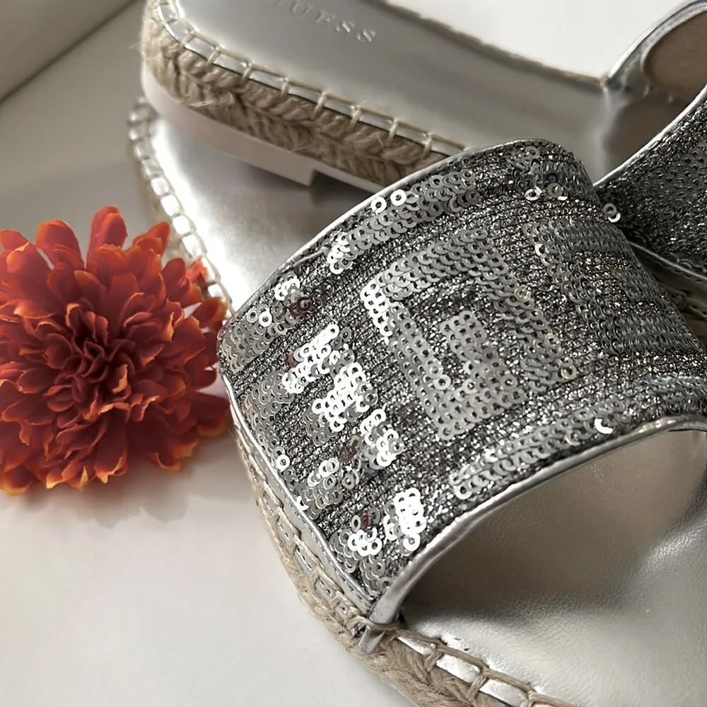 Guess embellished espadrille slides. - Image 3