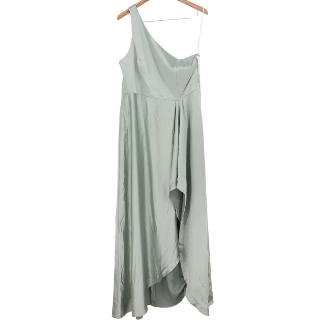 Dessy Collection Vivian Bianchi 14R Sage Green One Shoulder Hi Low Maxi Dress Size 14 - Image 2
