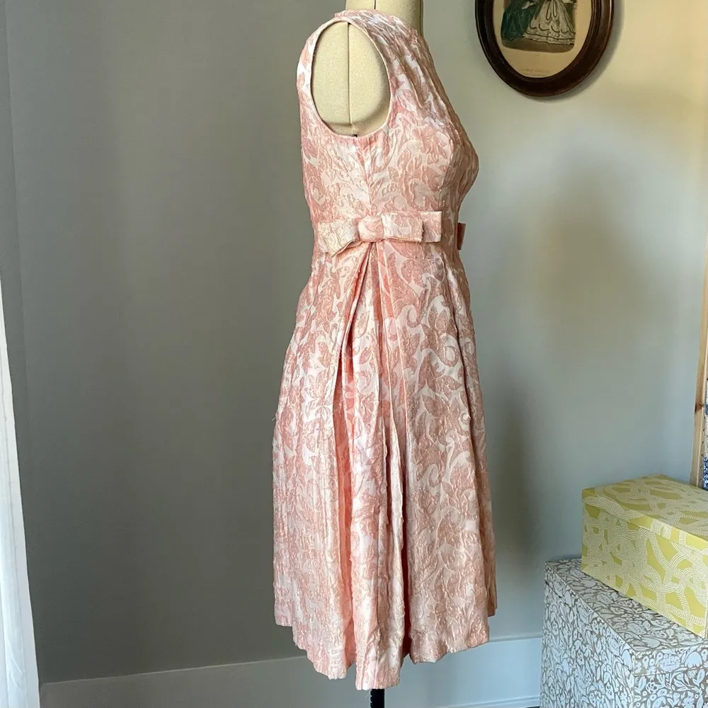 VINTAGE 1960s pink brocade babydoll dress Size 0P - Image 4