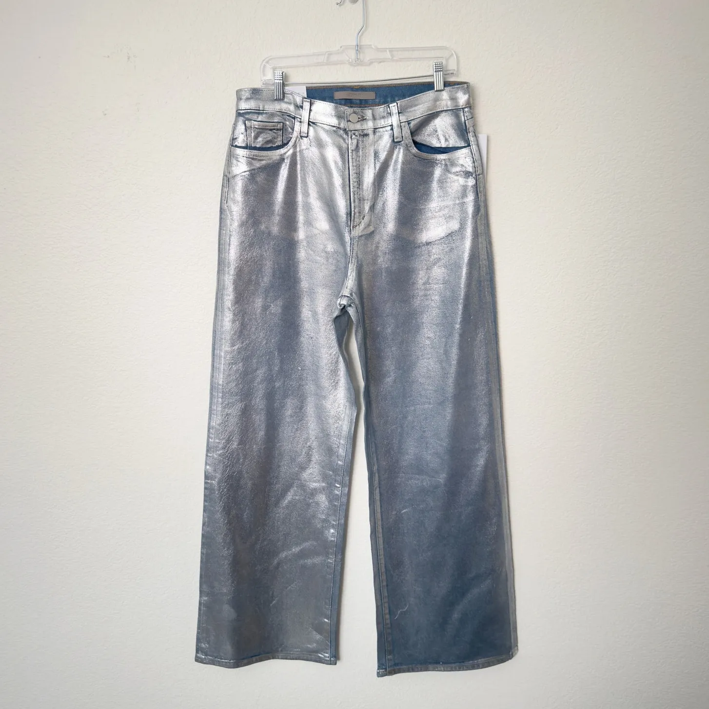 [Anthropologie] Joe's Jeans Mia Silver Foil High Rise Wide Leg Jeans NWT Size 33 - Image 4