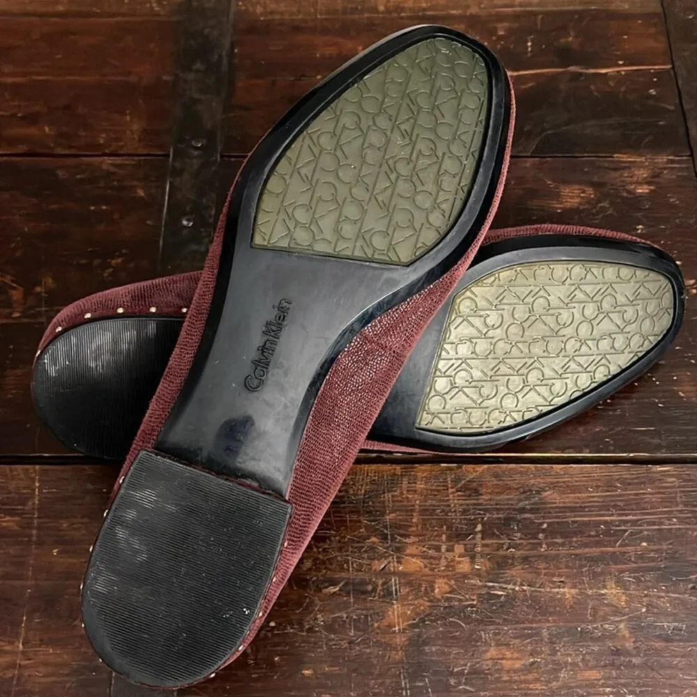 Calvin Klein Maroon Leather Ballet Flats Size 9 - Image 6