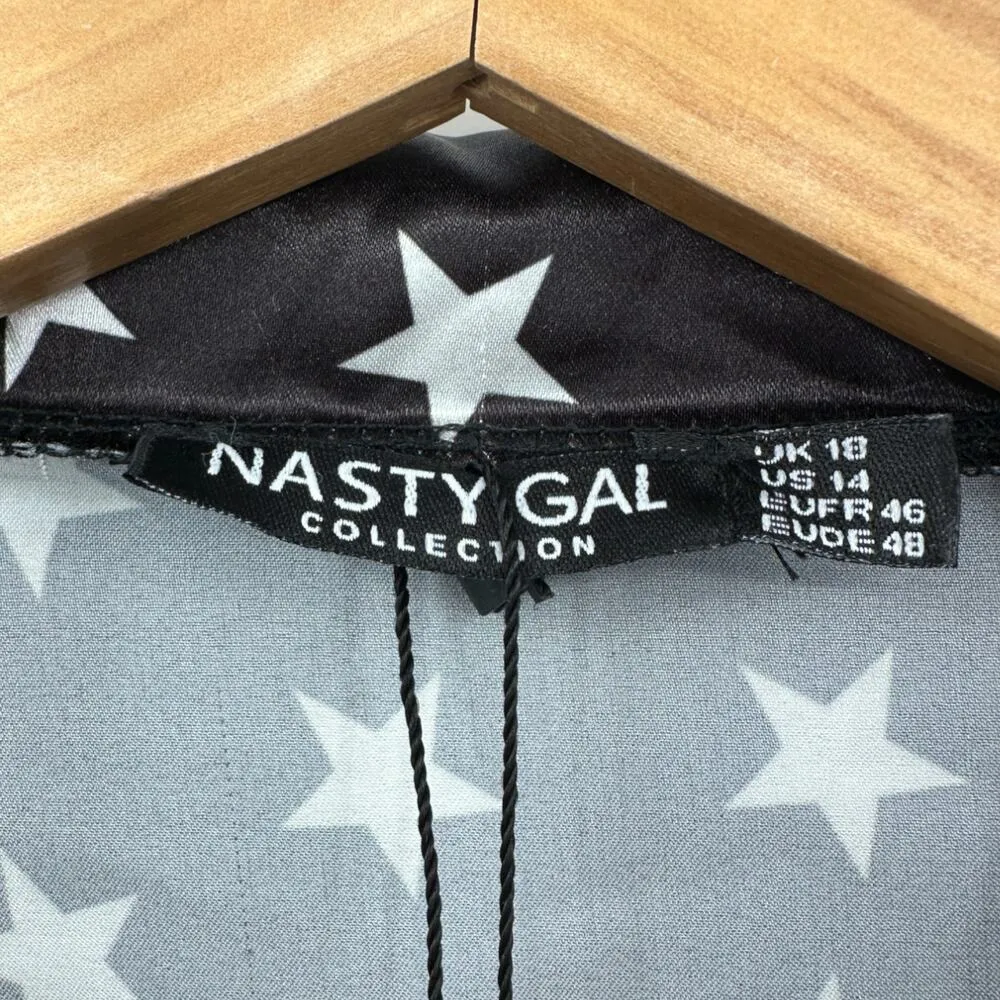 Nasty Gal | NWT | US 14 | Star-t the Party Black Satin Pyjama Pajama PJ Set - Image 5