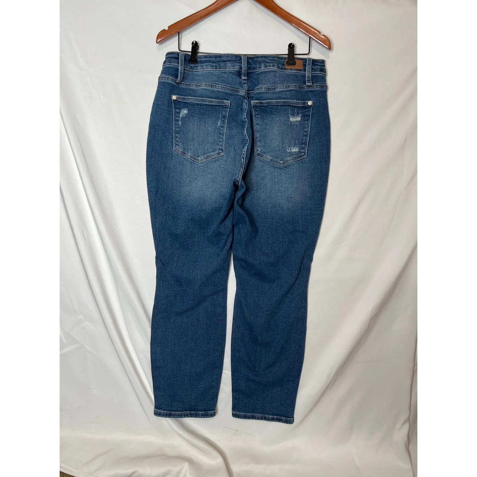 Judy blue size 16W blue jeans high-rise rainbow stretchy distressed casual - Image 3