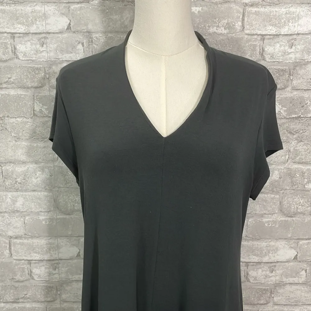 Eileen Fisher V-Neck Cap Sleeve Jersey Dress - Image 2