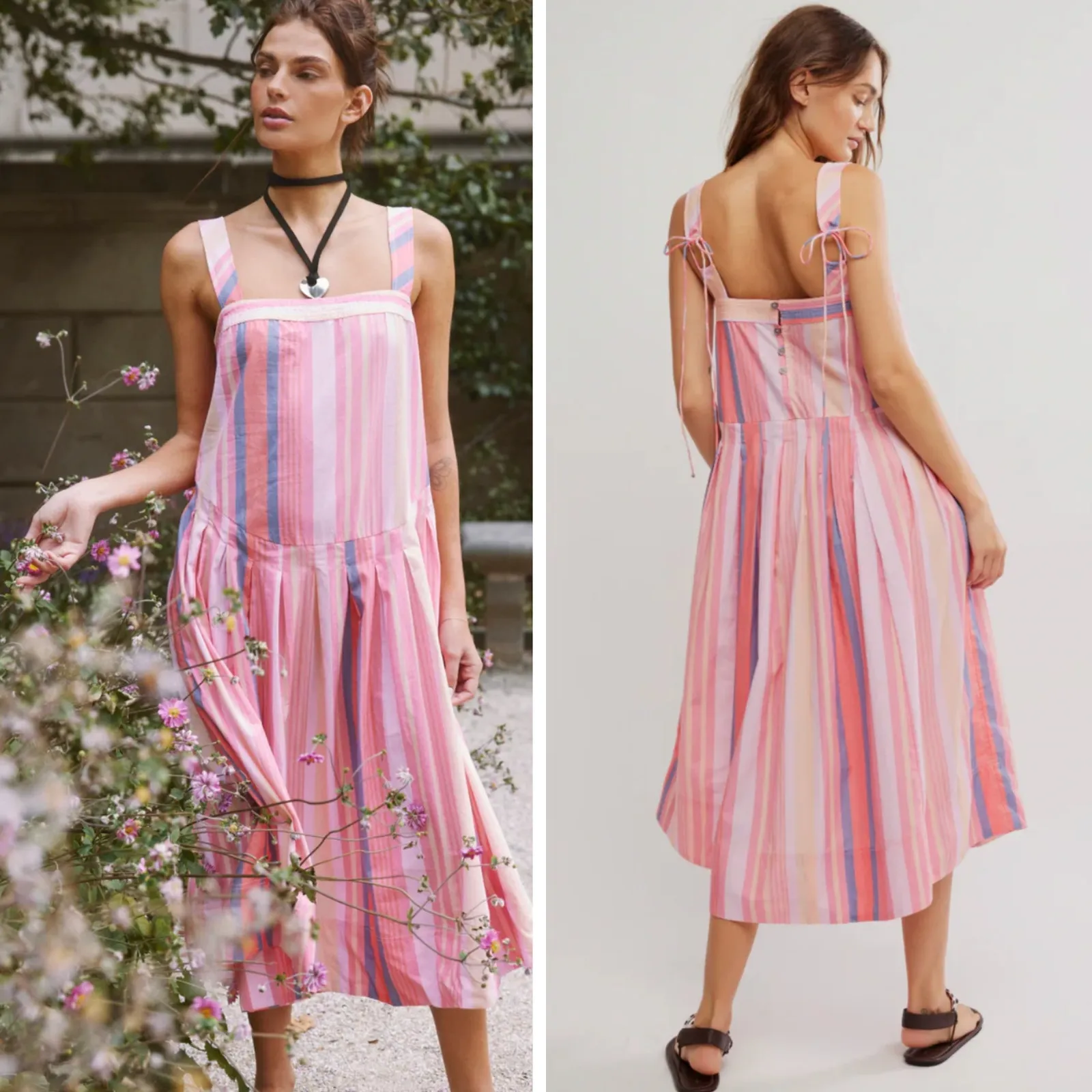 FREE PEOPLE Primavera Stripe Cotton Midi Dress Size XS - Image 2