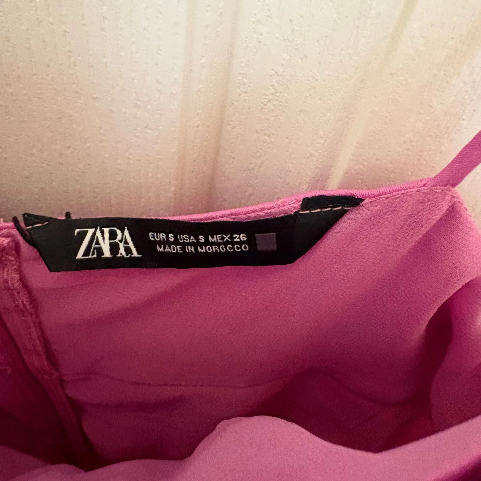 Zara Pink Straight Neck Satin Effect Midi Dress - Image 8