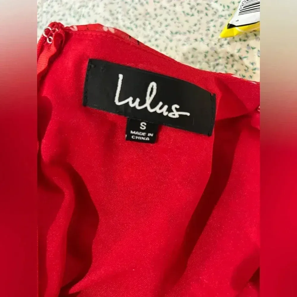 Lulu’s dress size S 👈🏻Dianella Red Floral Print Long Sleeve Dress nwt - Image 12