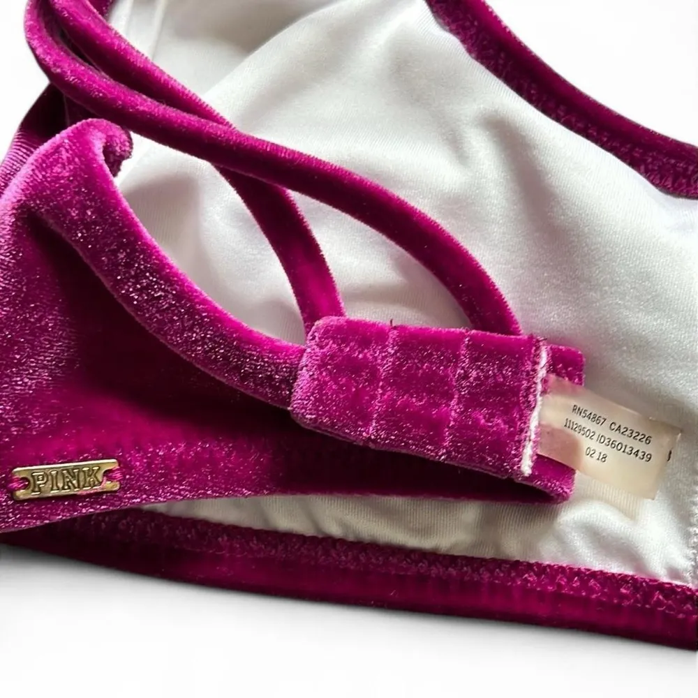 PINK Victoria’s Secret Logo Velvet Bikini Top - Image 5