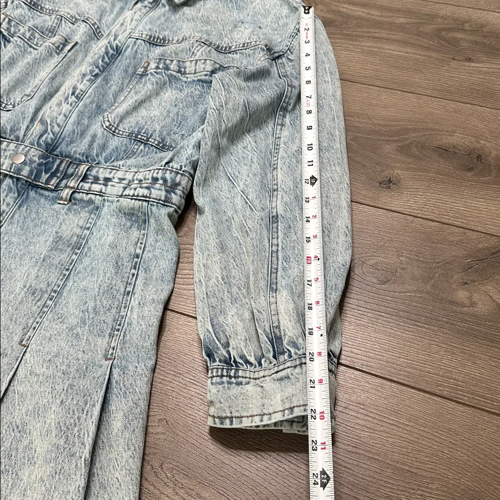 We The‎ Free Free People Chain of Command Pleated Blue Mini Dress Size Large - Image 9