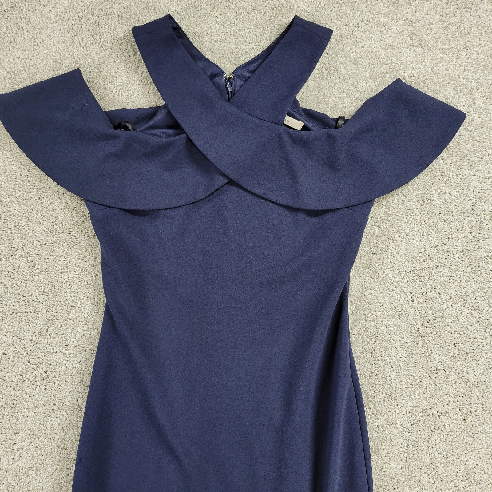 RACHEL Rachel Roy‎ Womens Jolie Dress 0 Navy Cold Shoulder Frill Ruffle Sheath Blue Size 00 - Image 10