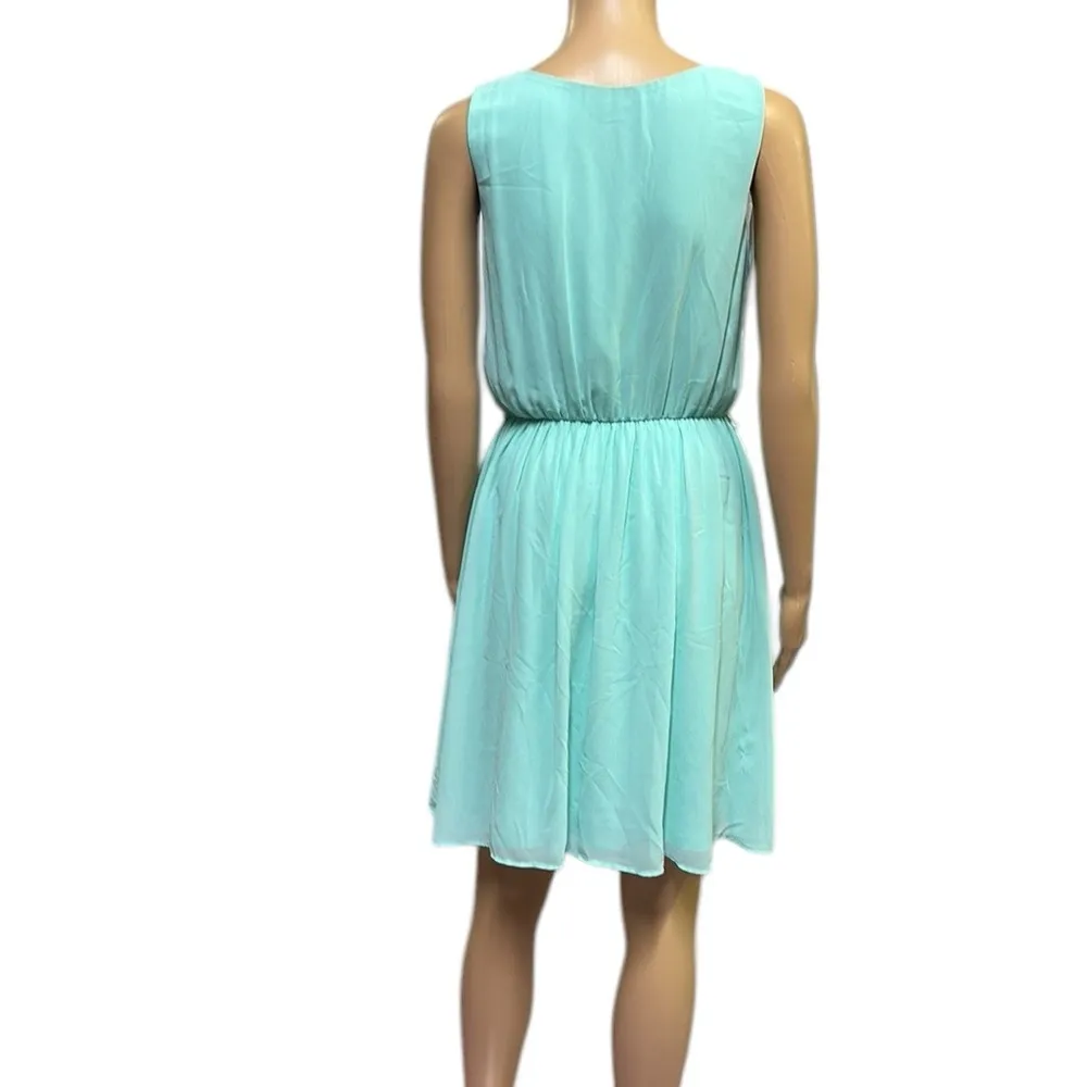 Maurices Sleeveless Mint Green Pleated Ruffle Elastic Waist Dress Womens Small - Image 7