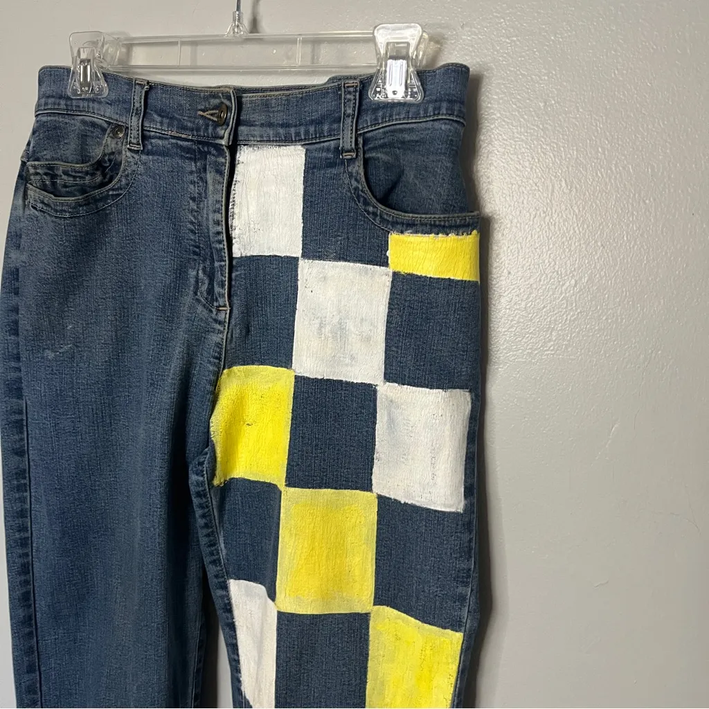Christopher & Banks  Blue Checkered Straight Leg Jeans - Image 2