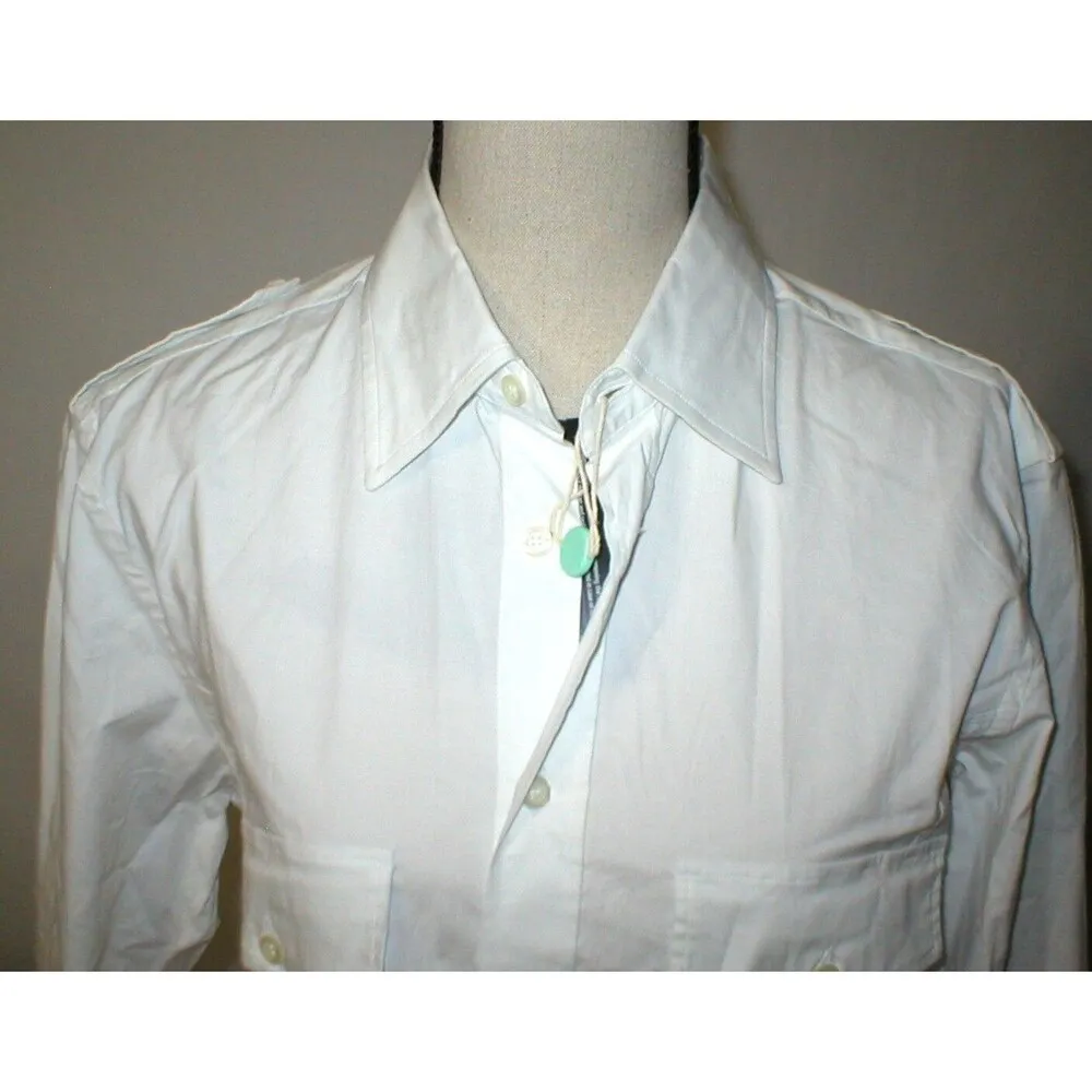 NWT New Womens L Designer PORT 57 White Top Blouse Button Down Dress Italy LS Size L - Image 3