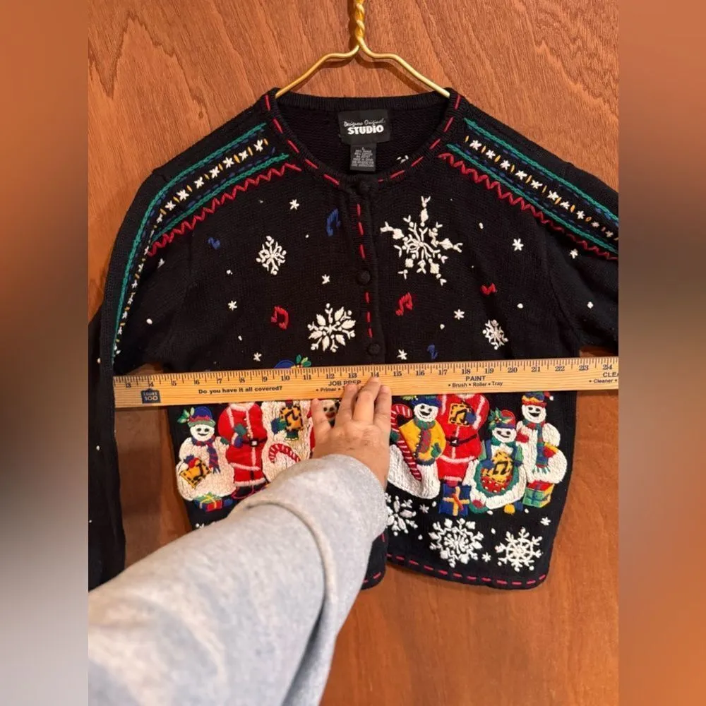 Designer Original Studio Black Christmas Holidayy Embroidered sweater size L Red Size L - Image 6