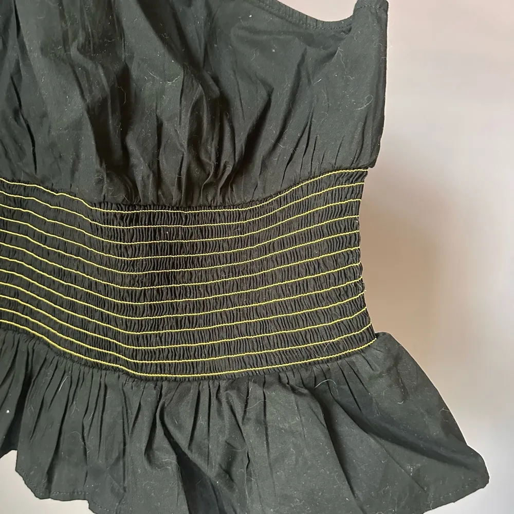 NWT Zara One Shoulder Cinch Waist Black/Gold Blouse Small - Image 2