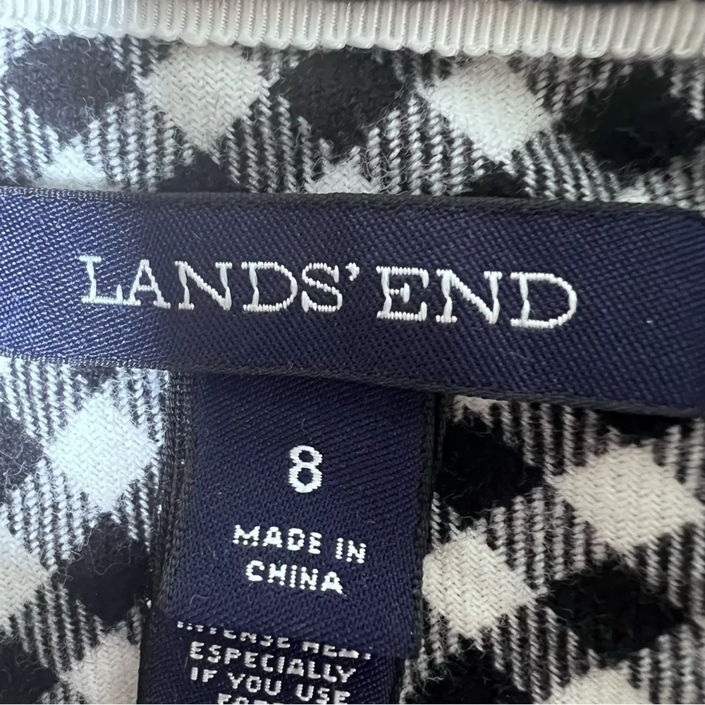 Lands End Black and White Cotton Buffalo Plaid Button Up Flannel Shirt - Image 8
