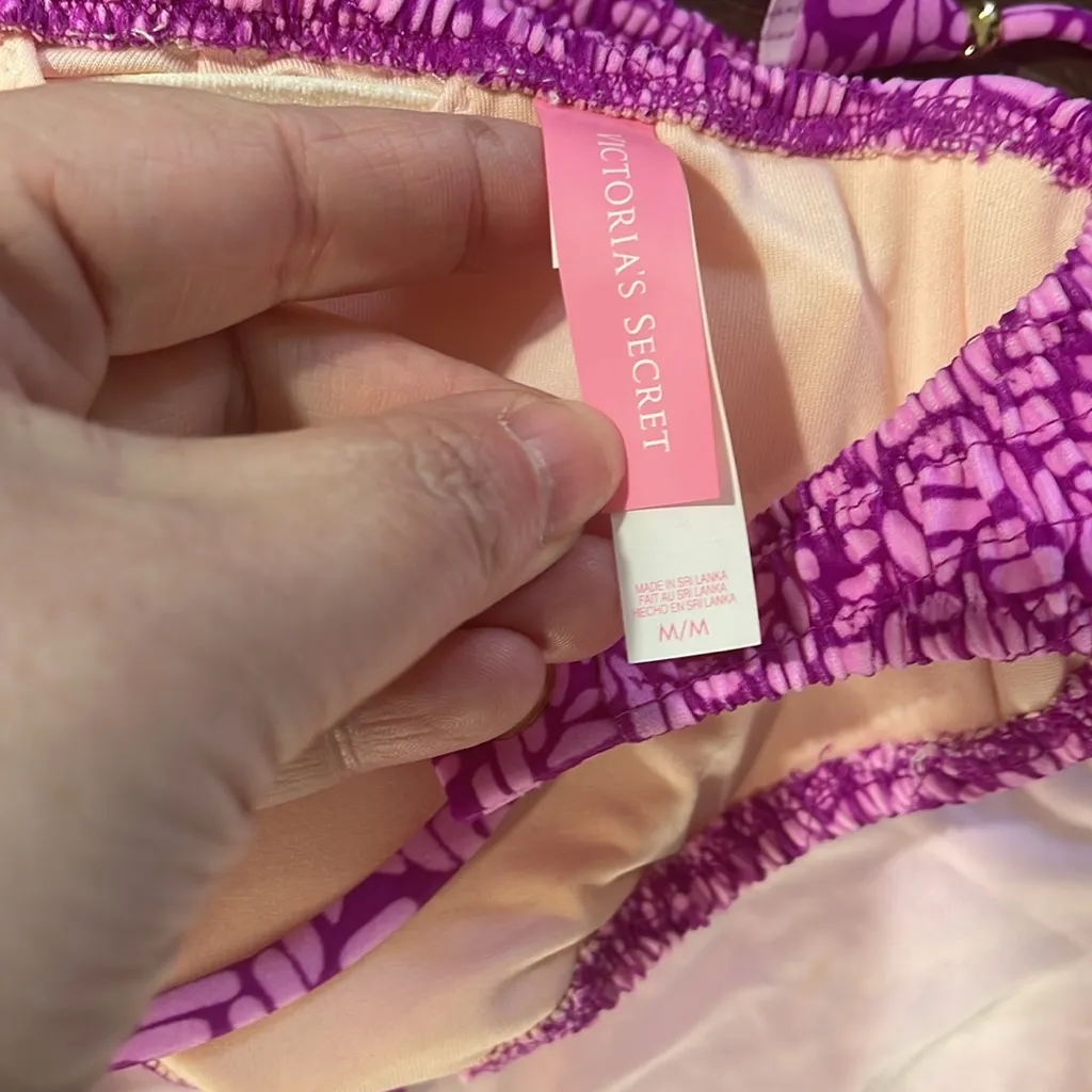 Victoria’s Secret NEW Women's‎ Alona Smocked Purple Bikini. Top (M) Bottoms (L) - Image 5